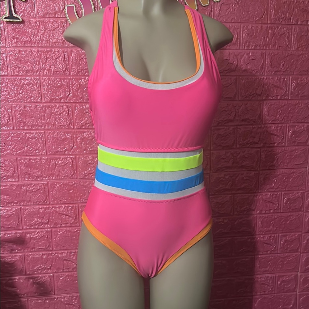 Cupshe Pink and Multicolor One Piece Swimsuit
